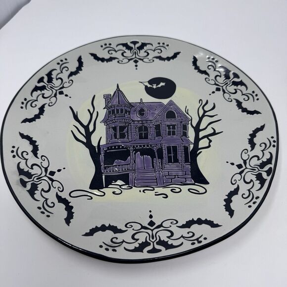 Spectrum Designz Haunted House Halloween Plates 11” Bat Spooky Set of 2 - Picture 11 of 12